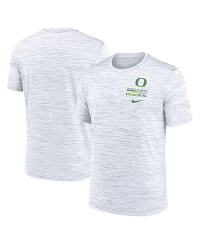 NIKE MEN'S WHITE OREGON DUCKS VELOCITY STACKED PERFORMANCE T-SHIRT