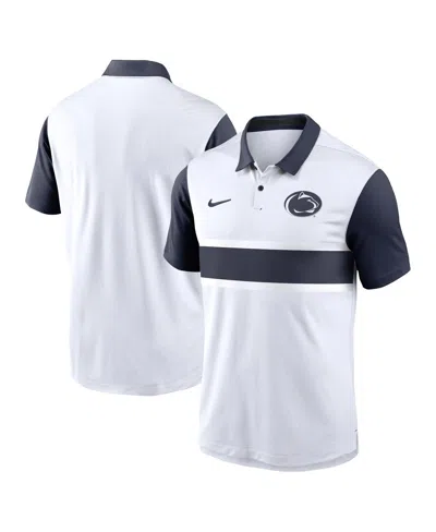 Nike Men's White Penn State Nittany Lions Primetime Campus Vapor Performance Polo In White,navy