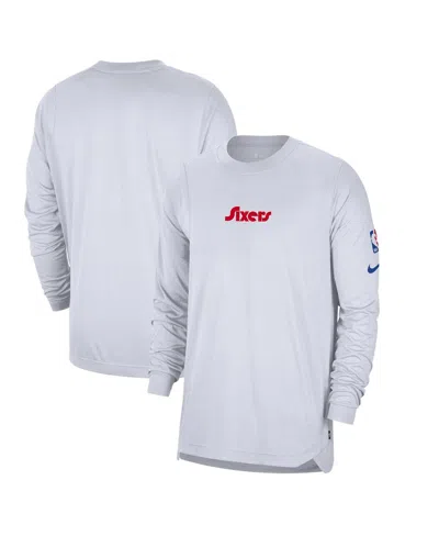 Nike Men's White Philadelphia 76ers 2024/25 City Edition Authentic Pregame Performance Long Sleeve Shooti