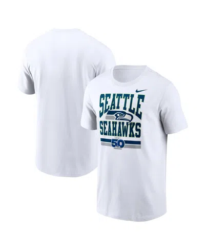 Nike Men's White Seattle Seahawks 50th Season Essential T-shirt