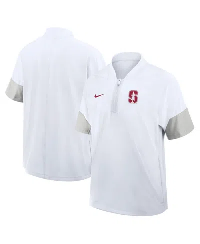 NIKE MEN'S WHITE STANFORD CARDINAL 2025 SIDELINE COACHES LIGHTWEIGHT SHORT SLEEVE JACKET