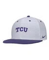 Nike Men's White Tcu Horned Frogs On-field Baseball Performance Fitted Hat In White