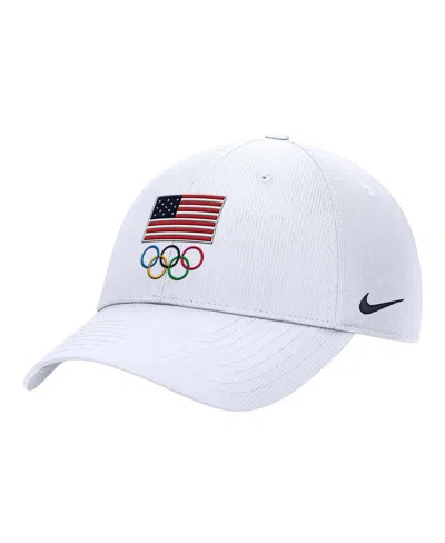 Nike Men's White Team Usa On-field Club Ripstop Dri-fit Adjustable Hat
