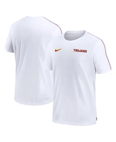 Nike Men's White Usc Trojans 2024 Sideline Coach Performance T-shirt In White,crimson
