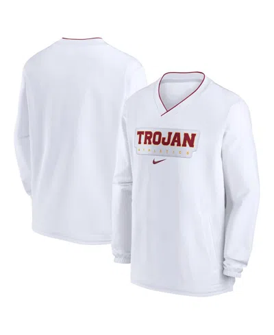 Nike White Usc Trojans 2024 Sideline Pullover Windshirt