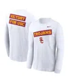 Nike Men's White Usc Trojans Two-hit Classic Location Long Sleeve T-shirt In White