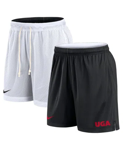 Nike Men's White/black Georgia Bulldogs Primetime Reversible Performance Shorts In White,black