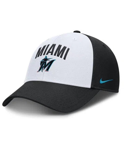 NIKE MEN'S WHITE/BLACK MIAMI MARLINS CLUB PERFORMANCE ADJUSTABLE HAT