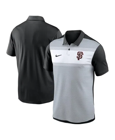Nike Men's White/black San Francisco Giants Vapor Striped Performance Polo Shirt In Multi