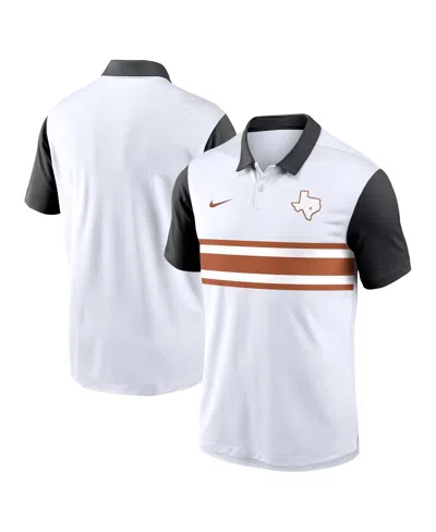 Nike Men's White/black Texas Longhorns Athletic Prep Alt Logo Vapor Performance Polo Shirt In Multi