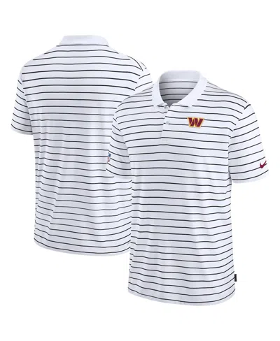 Nike Men's White/black Washington Commanders Sideline Lock Up Victory Performance Polo In White,black