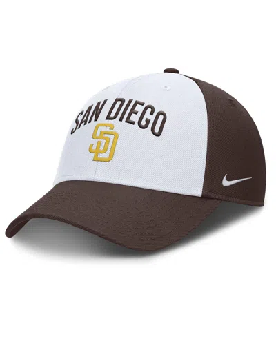NIKE MEN'S WHITE/BROWN SAN DIEGO PADRES CLUB PERFORMANCE ADJUSTABLE HAT