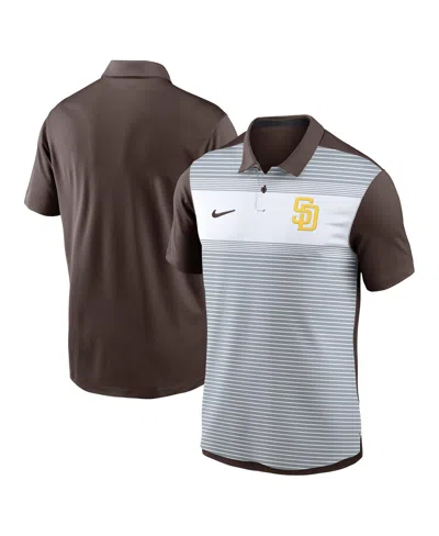 Nike Men's White/brown San Diego Padres Vapor Striped Performance Polo Shirt In White,brown
