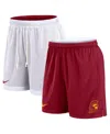 Nike Men's White/cardinal Usc Trojans Primetime Reversible Performance Shorts In White,cardinal