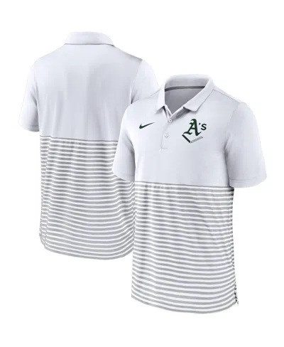 Nike Men's White/gray Athletics Home Plate Striped Polo Shirt