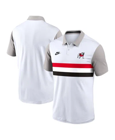 Nike Men's White/gray Georgia Bulldogs Athletic Prep Legacy Logo Vapor Performance Polo Shirt In Multi