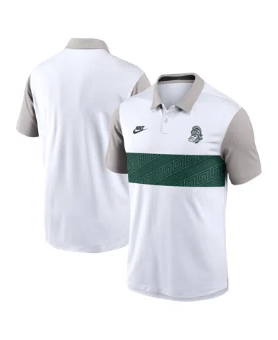 Nike Men's White/gray Michigan State Spartans Athletic Prep Legacy Logo Vapor Performance Polo Shirt