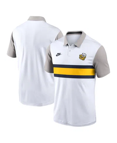 Nike Men's White/gray Michigan Wolverines Athletic Prep Legacy Logo Vapor Performance Polo Shirt In Multi