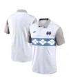 Nike White/gray North Carolina Tar Heels Athletic Prep Legacy Logo Vapor Performance Polo In Gray