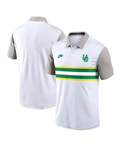 Nike Men's White/gray Oregon Ducks Athletic Prep Legacy Logo Vapor Performance Polo Shirt In Multi