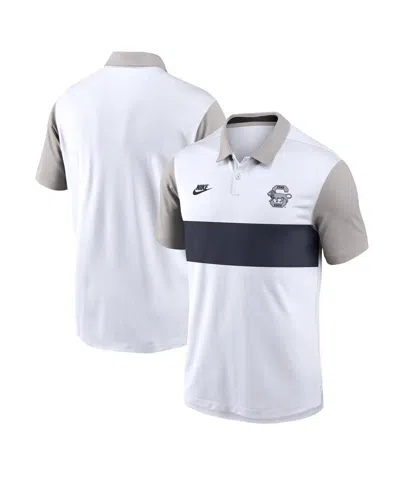 Nike Men's White/gray Penn State Nittany Lions Athletic Prep Legacy Logo Vapor Performance Polo Shirt In Multi