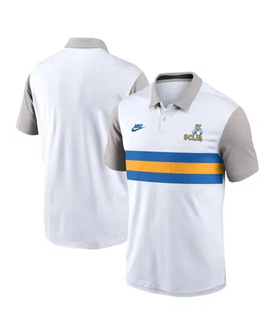 Nike Men's White/gray Ucla Bruins Athletic Prep Legacy Logo Vapor Performance Polo Shirt