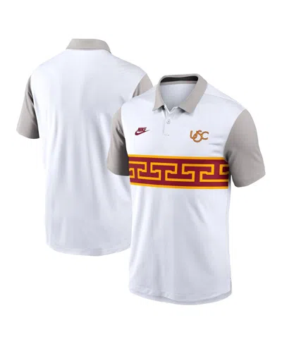 Nike Men's White/gray Usc Trojans Athletic Prep Legacy Logo Vapor Performance Polo Shirt In Multi