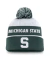 Nike Michigan State Spartans Primetime Peak  Unisex College Cuffed Pom Beanie In White,green