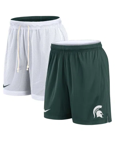 Nike Men's White/green Michigan State Spartans Primetime Reversible Performance Shorts