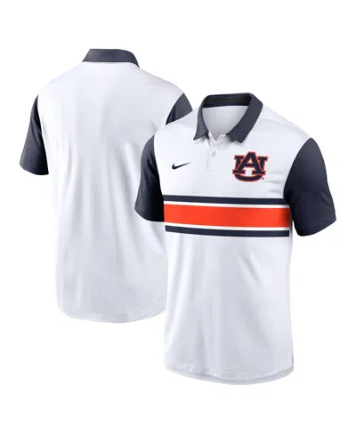 Nike Men's White/navy Auburn Tigers Primetime Campus Pattern Vapor Performance Polo Shirt