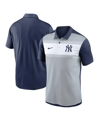 Nike Men's White/navy New York Yankees Vapor Striped Performance Polo Shirt In White,navy