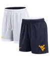 Nike Men's White/navy West Virginia Mountaineers Primetime Reversible Performance Shorts In White,navy