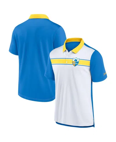 Nike Men's White/powder Blue Los Angeles Chargers Rewind Pique Polo Shirt