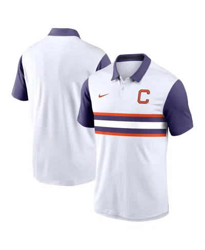 Nike Men's White/purple Clemson Tigers Athletic Prep Alt Logo Vapor Performance Polo Shirt In Multi
