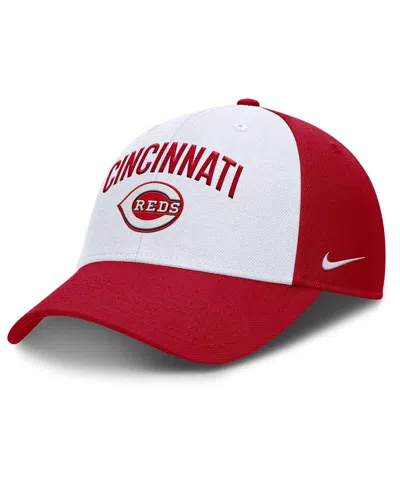Nike Men's White/red Cincinnati Reds Club Performance Adjustable Hat In White,red