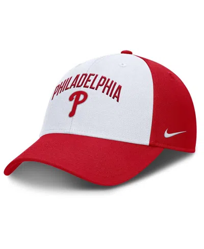 NIKE MEN'S WHITE/RED PHILADELPHIA PHILLIES CLUB PERFORMANCE ADJUSTABLE HAT