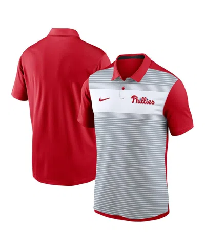 Nike Men's White/red Philadelphia Phillies Vapor Striped Performance Polo Shirt In Multi