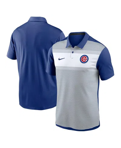 Nike Men's White/royal Chicago Cubs Vapor Striped Performance Polo Shirt In Multi