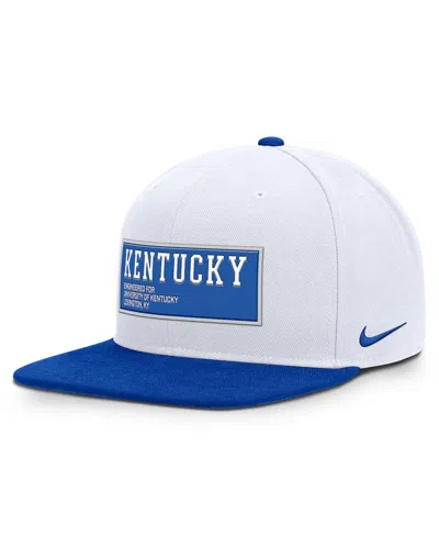 Nike Men's White/royal Kentucky Wildcats 2025 On-field Patch Pro Dri-fit Snapback Hat In Multi