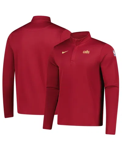 Nike Men's Wine Cleveland Cavaliers 2025/26 Authentic Coaches Quarter-zip Dri-fit Sweatshirt In Burgundy