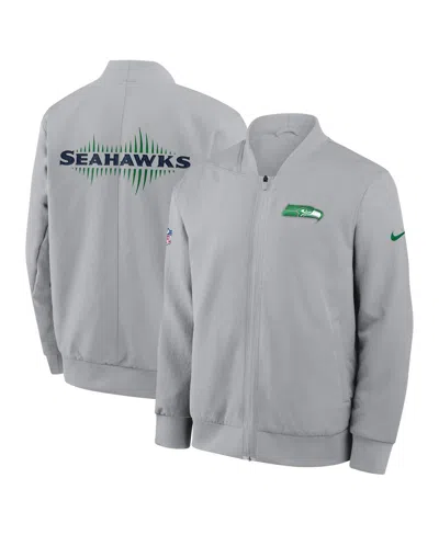 Nike Men's Wolf Gray Seattle Seahawks 2025 Rivalries Collection Sideline Full-zip Bomber Jacket