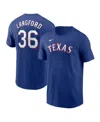 Nike Men's Wyatt Langford Royal Texas Rangers Fuse Name Number T-shirt In Animal Print