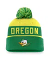 Nike Men's Yellow/green Oregon Ducks Primetime Peak Cuffed Knit Hat With Pom
