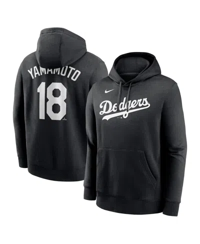 Nike Men's Yoshinobu Yamamoto Black Los Angeles Dodgers Player Name Number Club Fleece Pullover Hoodie