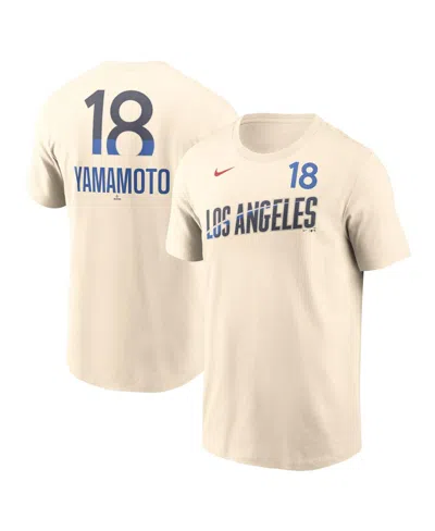 Nike Big Boys And Girls Yoshinobu Yamamoto Cream Los Angeles Dodgers 2024 City Connect Fuse Name Number T