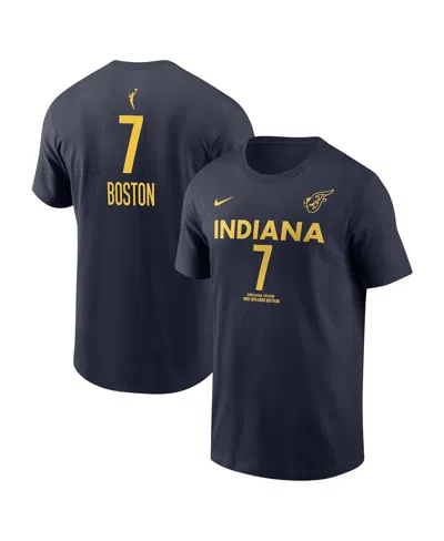 Nike Mens And Womens  Aliyah Boston Navy Indiana Fever Explorer Edition Name Number T-shirt
