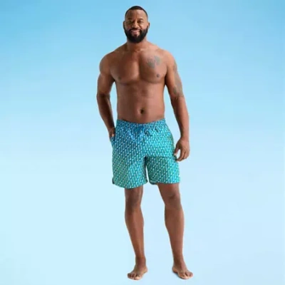 Nike Mens Big And Tall Drawstring Waist Logo Swim Trunks In Green