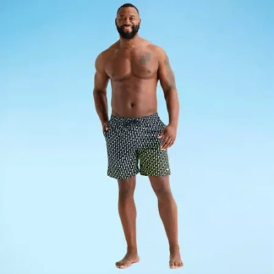 Nike Mens Big And Tall Drawstring Waist Logo Swim Trunks In Multi