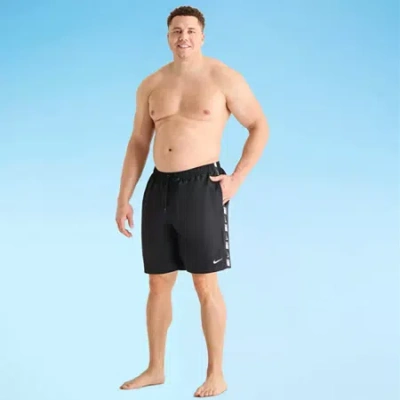 Nike Mens Big And Tall Drawstring Waist Swim Trunks In Black
