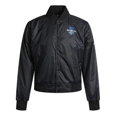 Nike Mens City Edition Courtside Brooklyn Nets Casual Tat Baseball Jacket Black